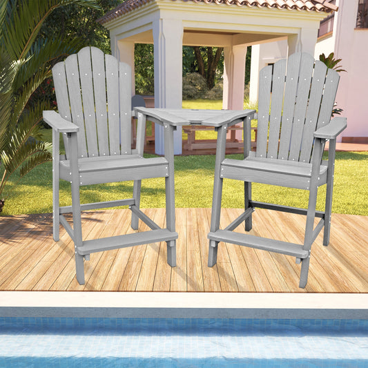 Mondawe Set of 2 Gray Stationary Adirondack Chair with Slat Seat