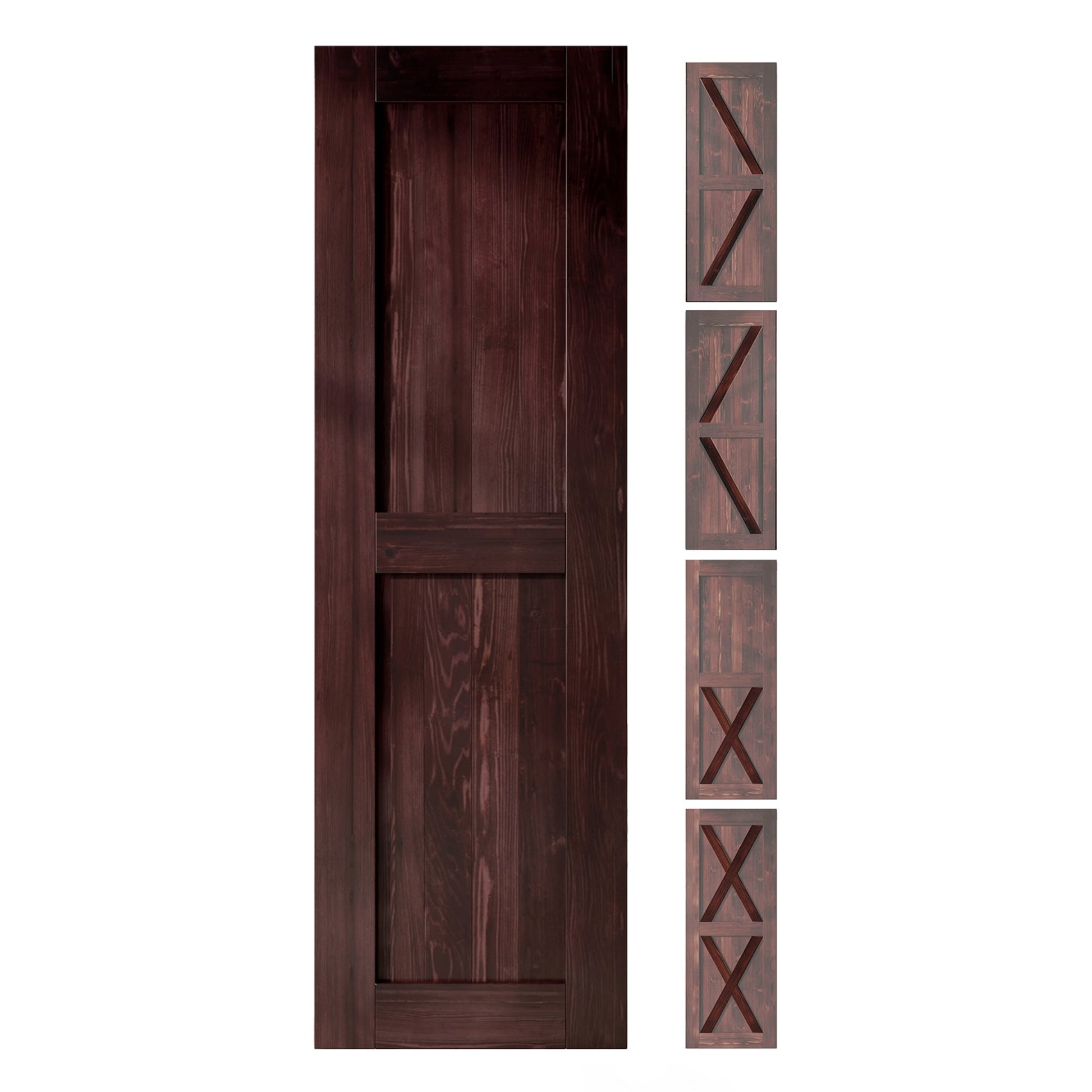 HOMACER 24-in x 80-in Red Mahogany Pine Wood Solid core Single Barn Door (Hardware Not Included)