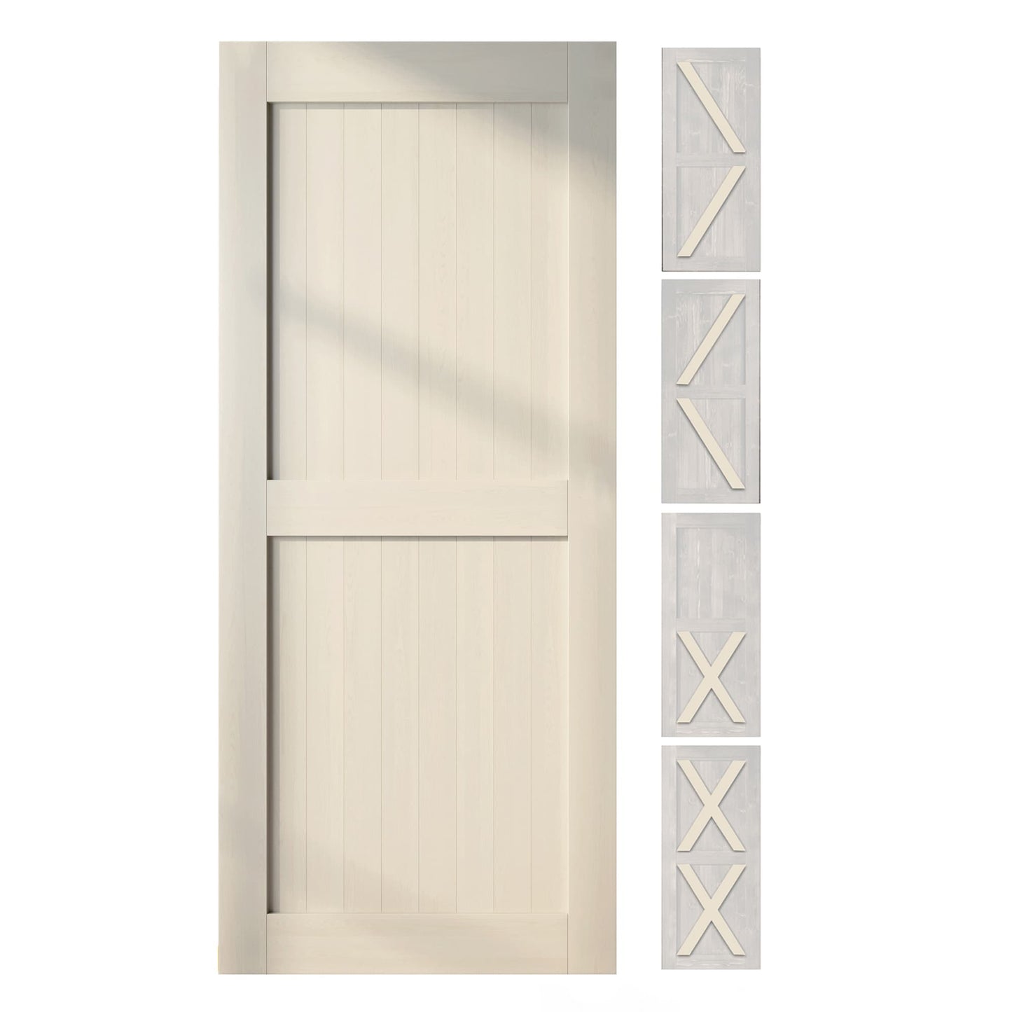 HOMACER 44-in x 80-in Tinsmith Gray Pine Wood Solid core Single Barn Door (Hardware Not Included)