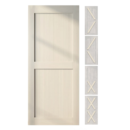 HOMACER 44-in x 80-in Tinsmith Gray Pine Wood Solid core Single Barn Door (Hardware Not Included)