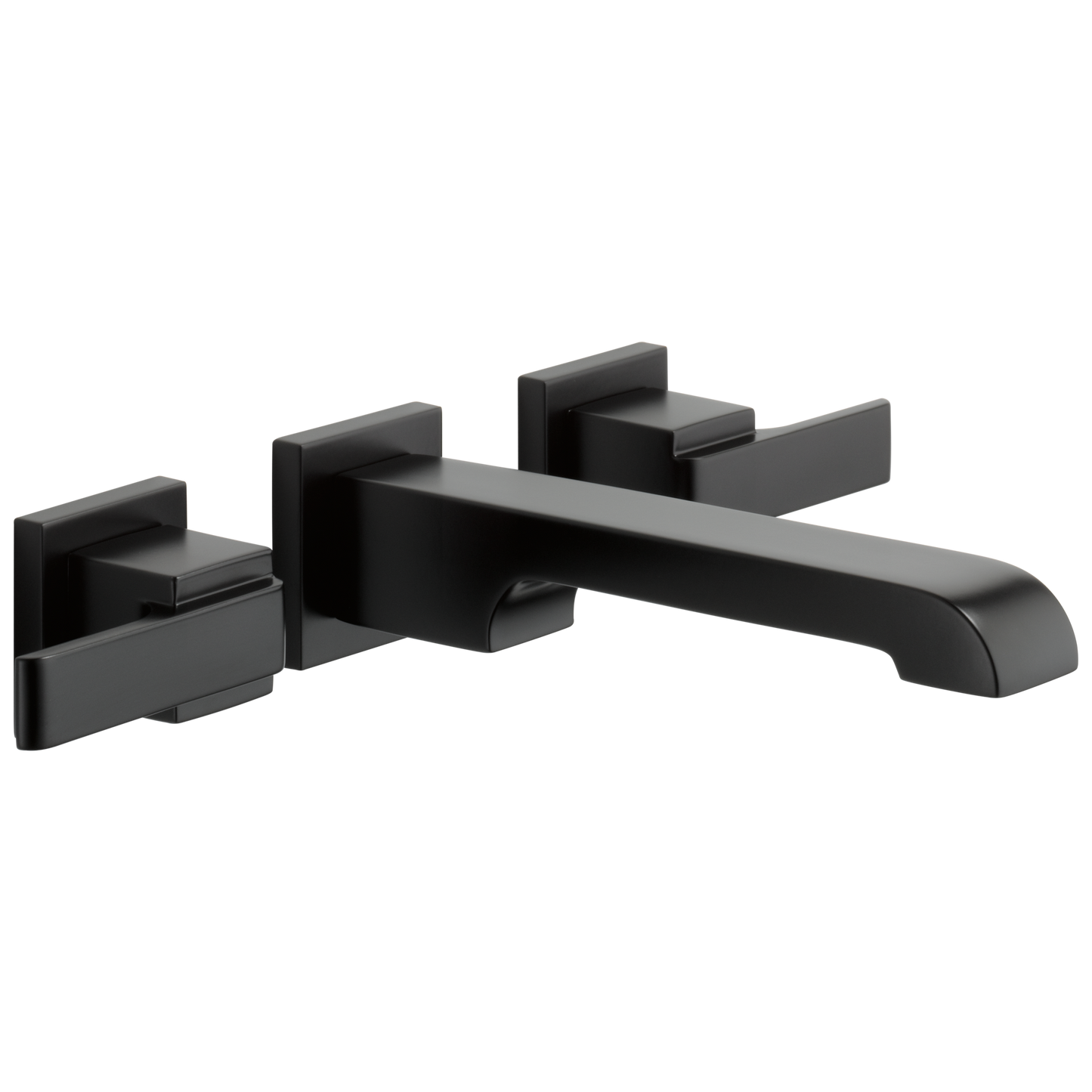 Delta Ara Matte Black Wall-mount 2-handle WaterSense Low-arc Residential Handle Bathroom Sink Faucet