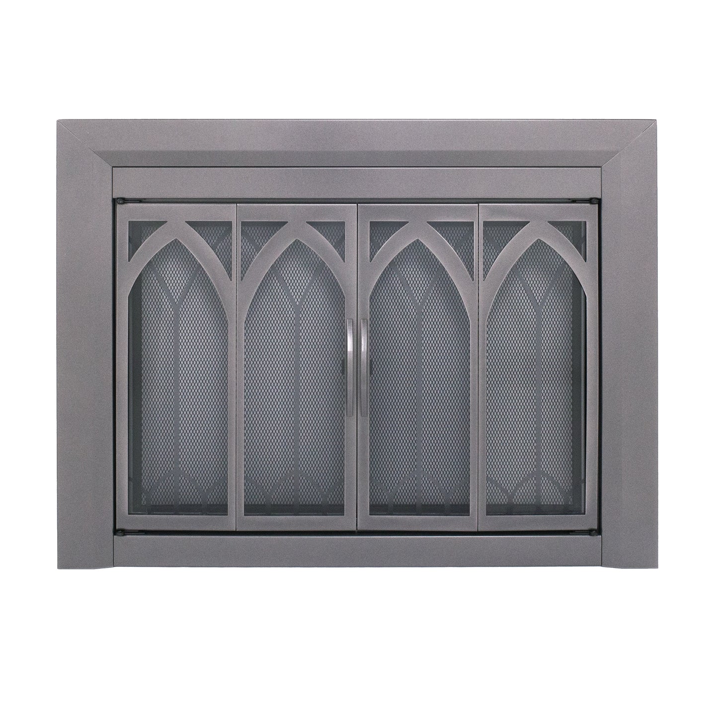 Pleasant Hearth Collin Gunmetal Large Bifold Fireplace Doors with Smoke Tempered Glass CI-3502GM