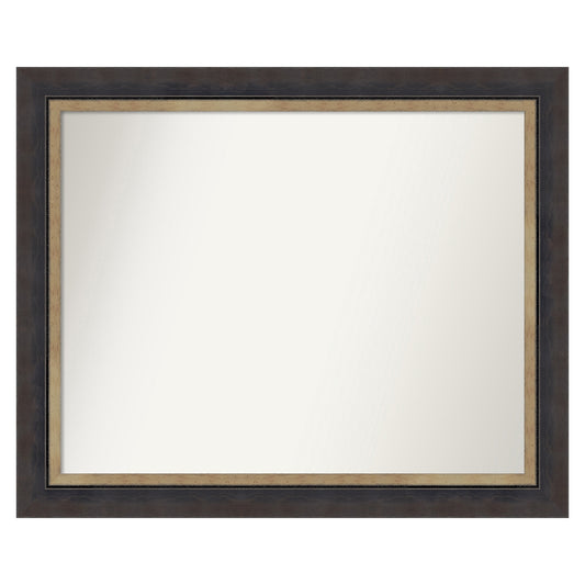 Amanti Art Hammered Charcoal Tan Frame 32.75-Inches W x 26.75-Inches H Rectangle Salon Scoop Silver Framed Wall Mirror
