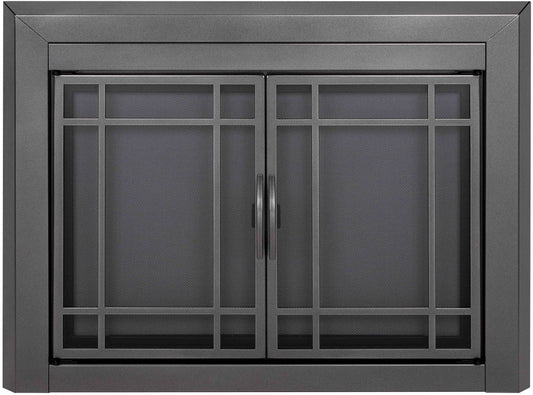 Pleasant Hearth Easton Gunmetal Medium Cabinet-style Fireplace Doors with Smoke Tempered Glass EA-5011GM