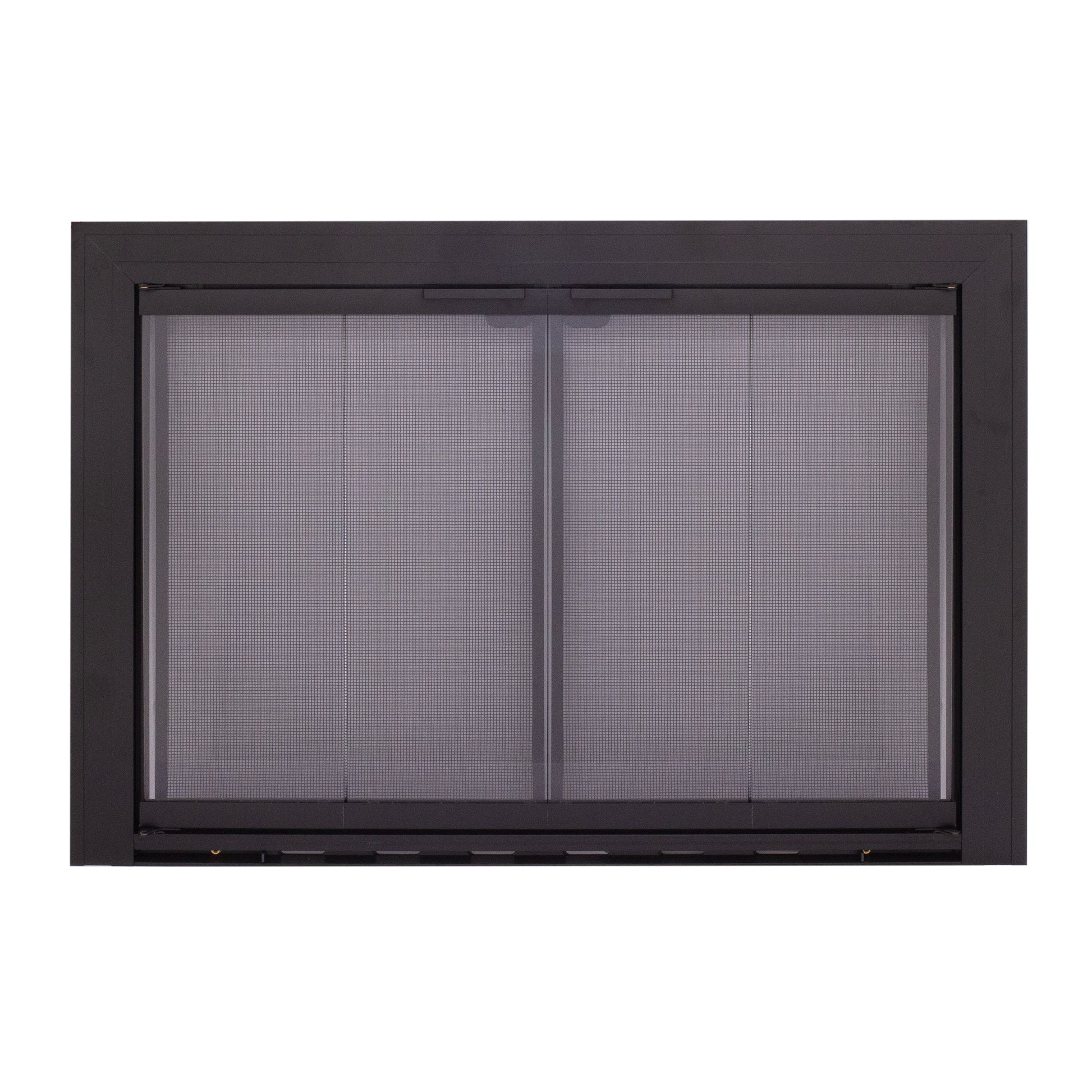 Pleasant Hearth Linear Alluminum Black 31.5-in to 35.5-inW x 25.25-in to 28.75-inH Bifold Fireplace Doors with Smoke Tempered Glass SL-4011BL
