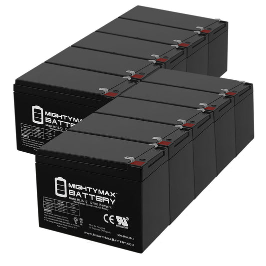 Mighty Max Battery 12V 15AH F2 for Neptune NT12-15 F2 Rechargeable Sealed lead acid 12150 Backup power Batteries 10 -Pack