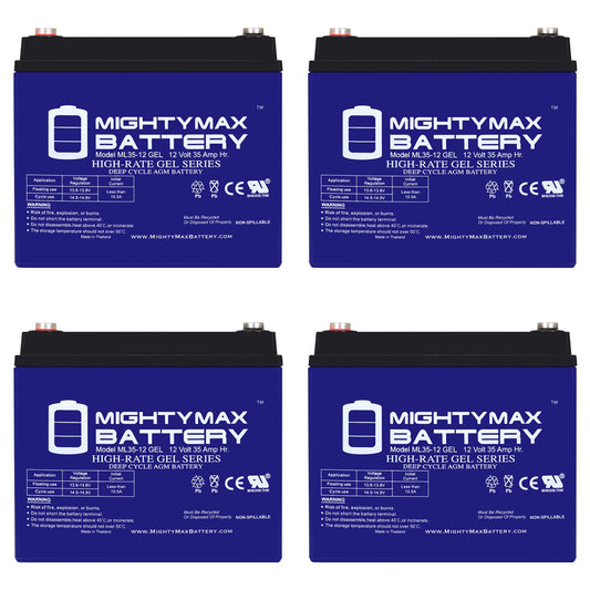Mighty Max Battery 12V 35AH GEL Replacement Battery Rechargeable Sealed GEL 12350 Backup power Batteries 4 -Pack