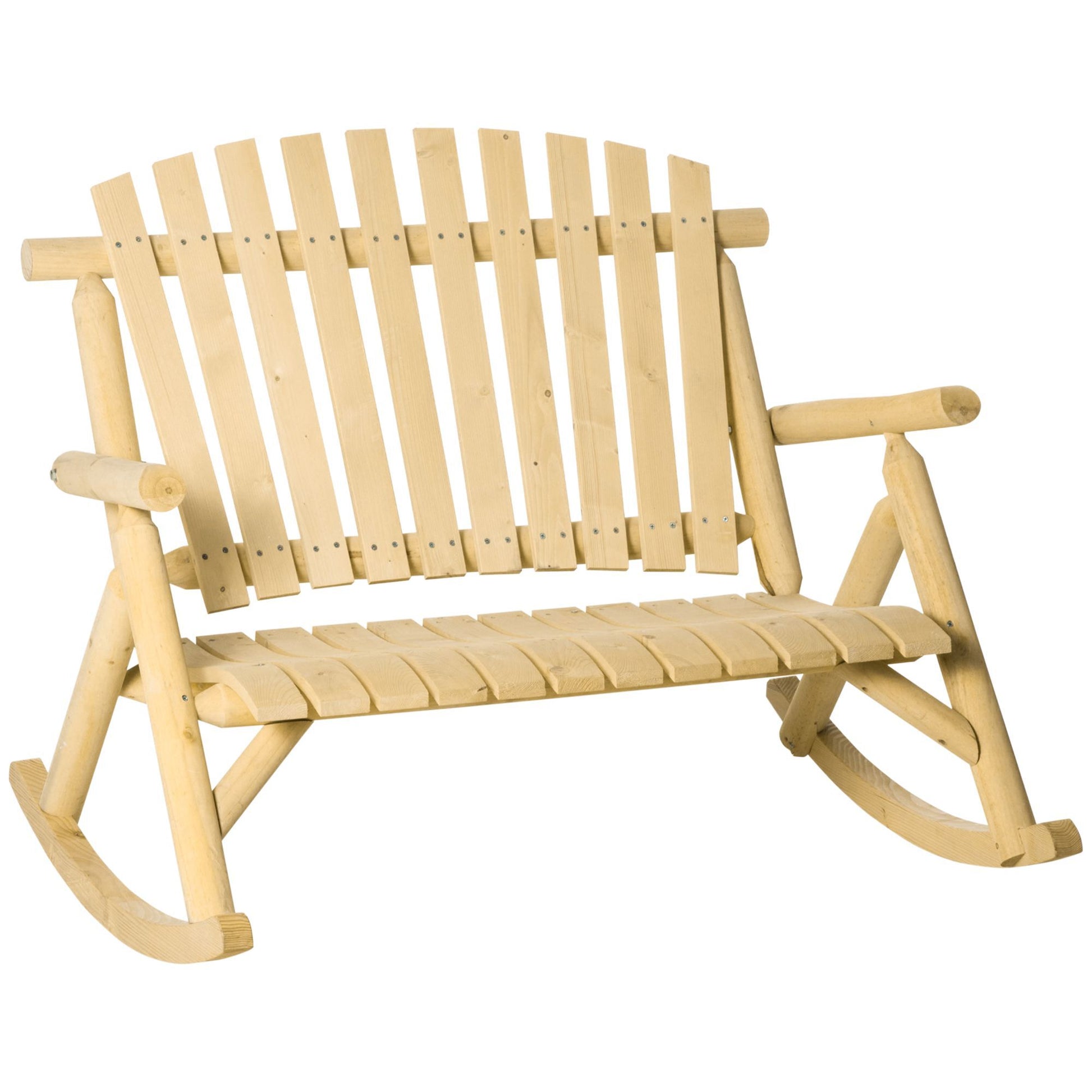 Miki Shinly Patio Chairs Natural Wood Frame Adirondack Chair with Brown Slat Seat