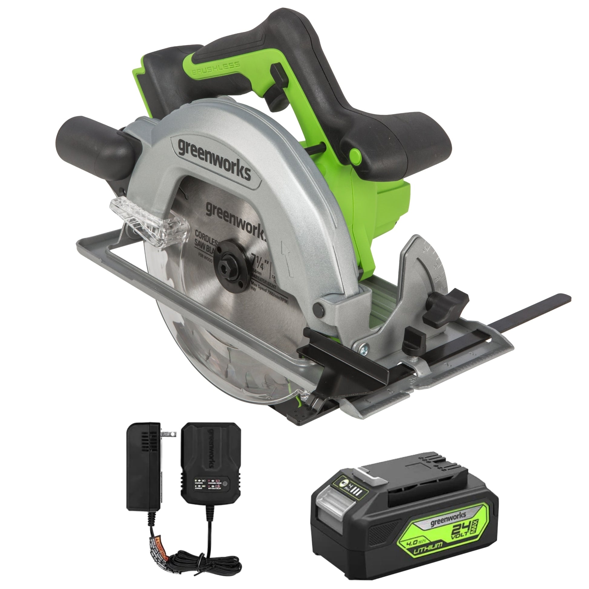Greenworks 24-volt 7-1/4-in Brushless Cordless Circular Saw Kit (1-Battery & Charger Included) 1502902