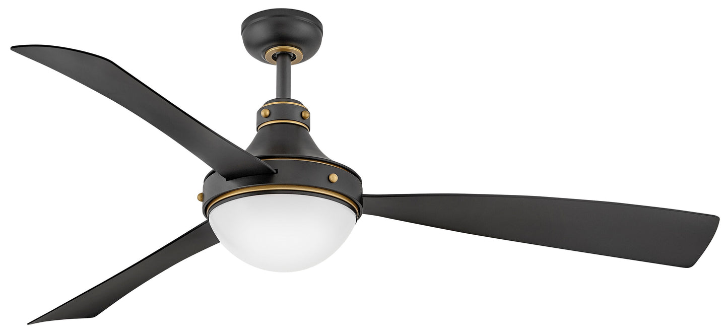 Hinkley Oliver 62-in Integrated LED Outdoor Smart Matte Black with Matte Black Blades Ceiling Fan With Light and Remote ( 3 -Blade ) 6249269