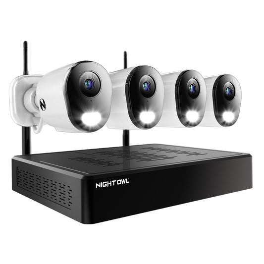 Night Owl BTWN8 Indoor/Outdoor 10-Channel 4-Camera 2K Plug Spotlight 1Tb Hard Drive Security Camera System BTWN81-F4-4L