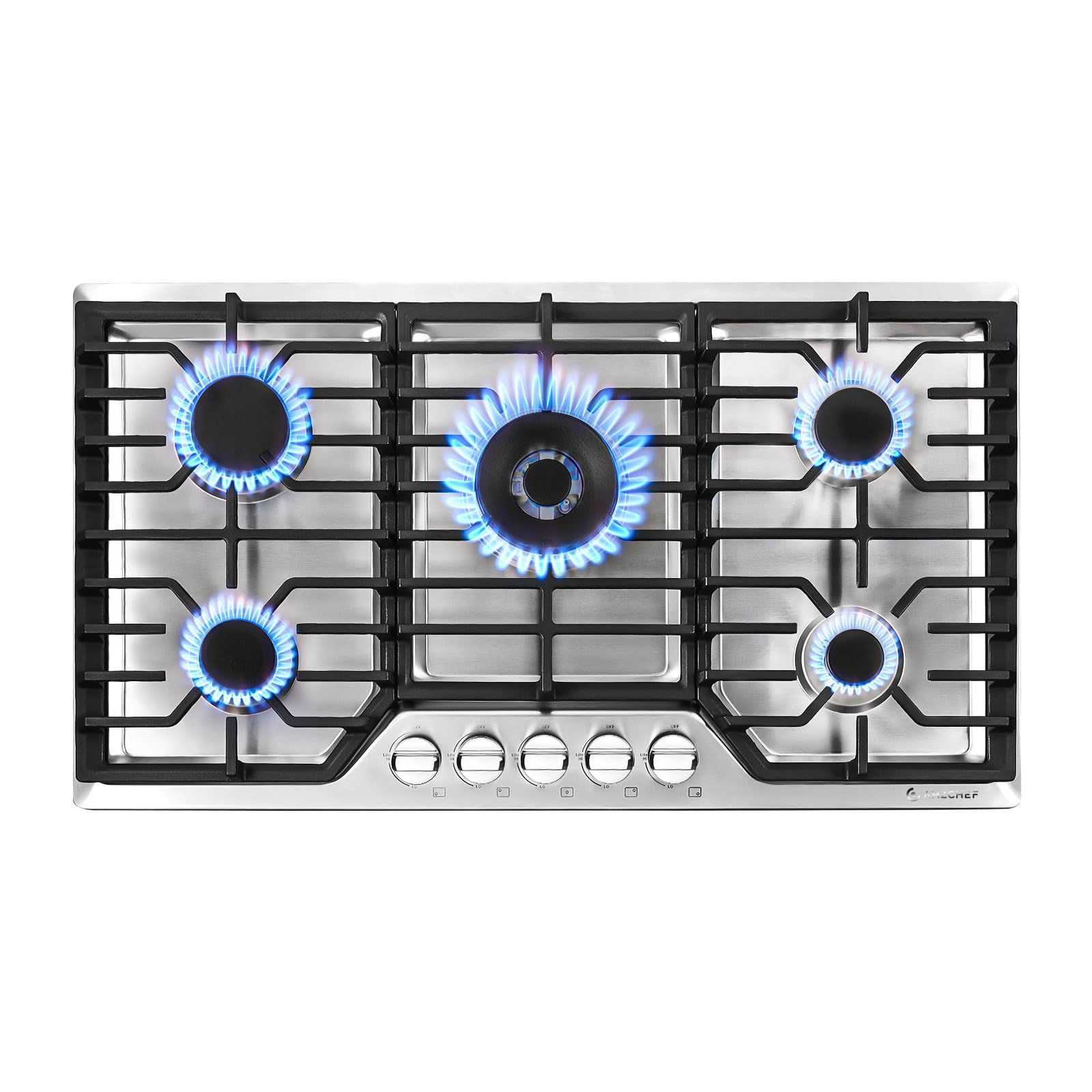 amzchef 36-in 5 burners Stainless steel Gas Cooktop