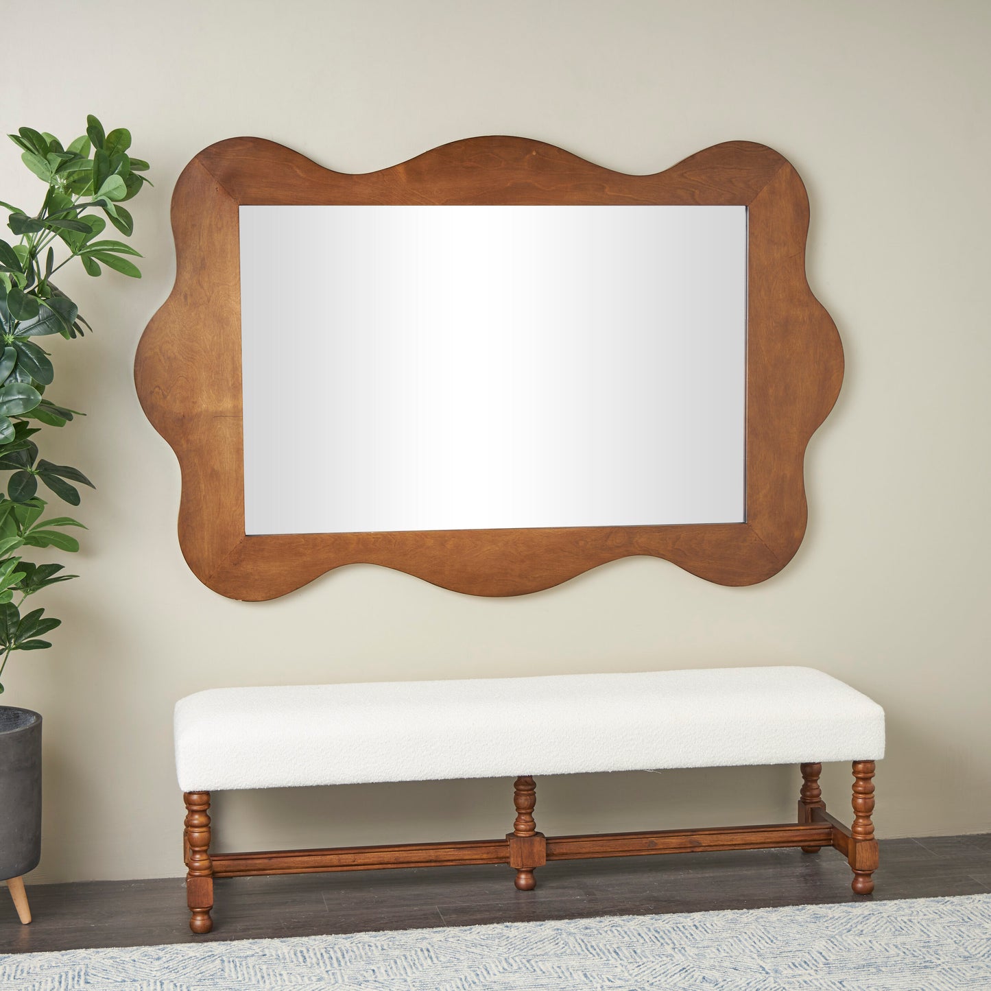 Grayson Lane 41.25-in W x 64.63-in H Irregular Brown Wide Wavy Framed Full Length Wall Mirror