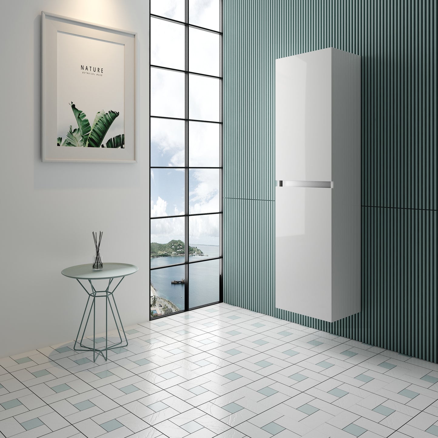 Vanity Art Annecy 16-in Glossy White Bathroom Vanity with White Wood Top