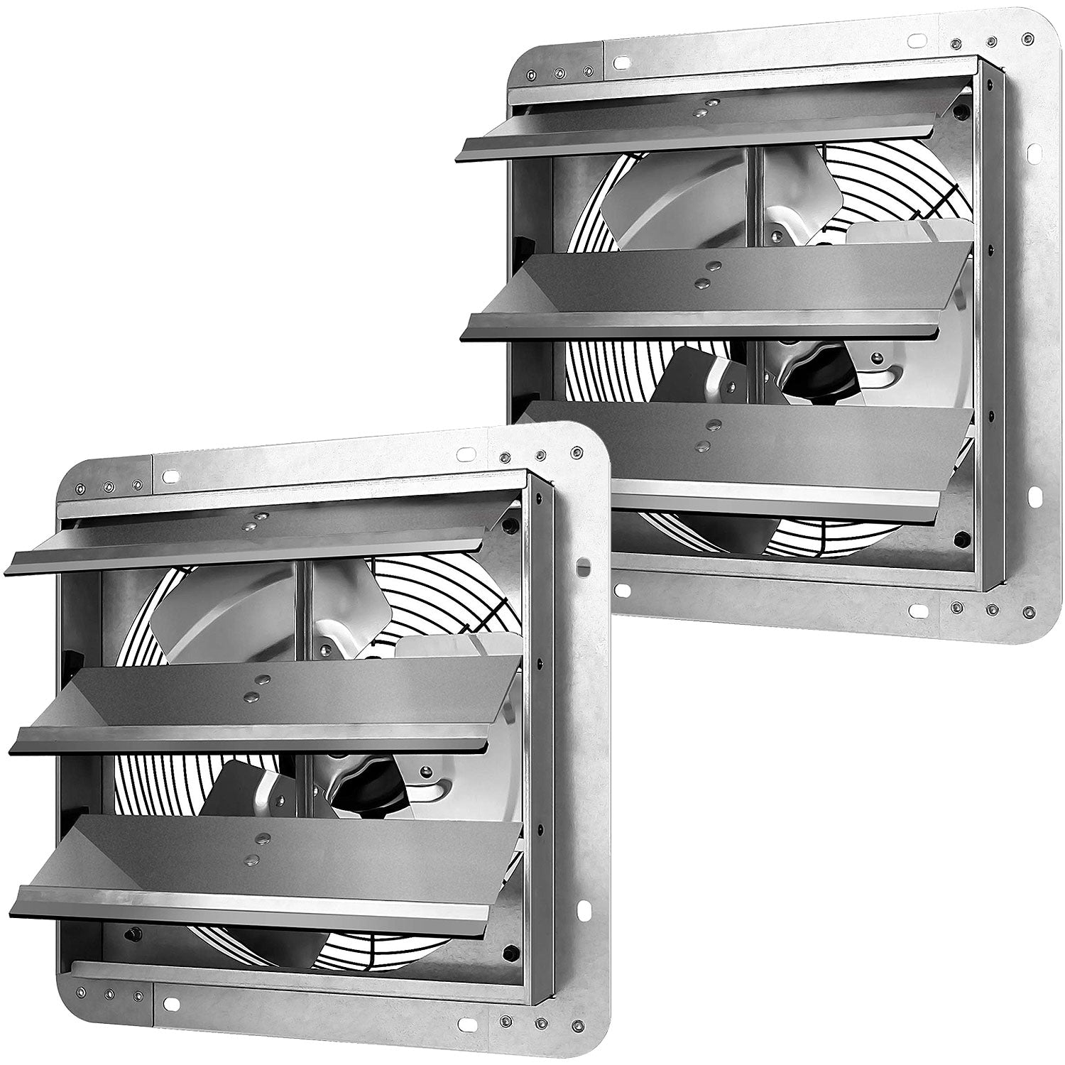 GZMR 2-PACK 12-in Shutter Exhaust Fan Aluminum 12-in Indoor Silver Wall Mounted Fan GR-W1134HUA18