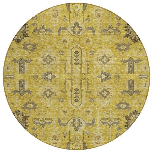 Addison Rugs Chantille ACN697GO 8 x 8 (ft) Gold Round Indoor/Outdoor Geometric Machine washable Area rug