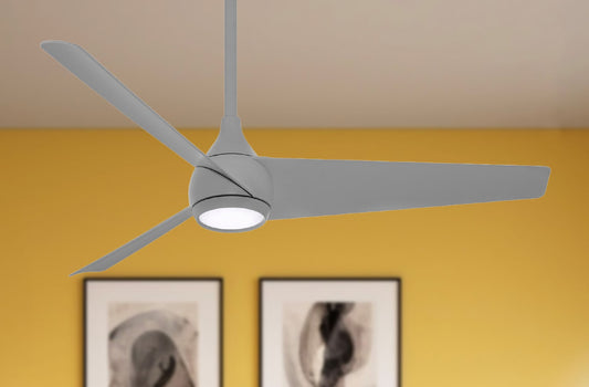 Minka Aire Twist 52-in Grey Integrated LED Indoor Smart Ceiling Fan with Light and Remote (3-Blade) F678L-GRY