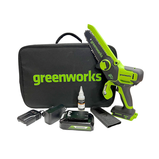 Greenworks 24-volt 6-in Brushless Battery 2 Ah Chainsaw (Battery and Charger Included) CS24L210
