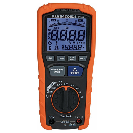 Klein Tools Insulation Resistance Tester Lcd Display Insulation Tester Multimeter 1000-Volt ET600