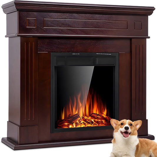 COWSAR 43.31-in W Brown Infrared Quartz Electric Fireplace LSSM027BR