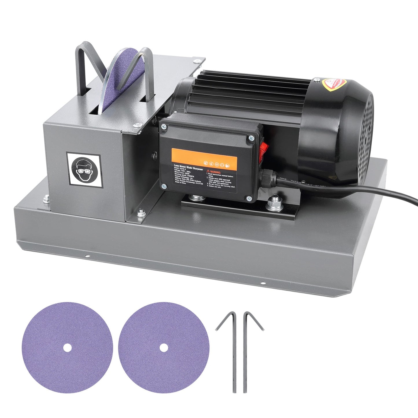 VEVOR Lawn Mower Blade Sharpener, 1HP 750W Lawnmower Blade Grinder with 9-inch Ceramic Grinding Wheel, Powerful Bench Mower Sharpening Machine for High/Low Lift Blades, Gator Blades, Flat Blades