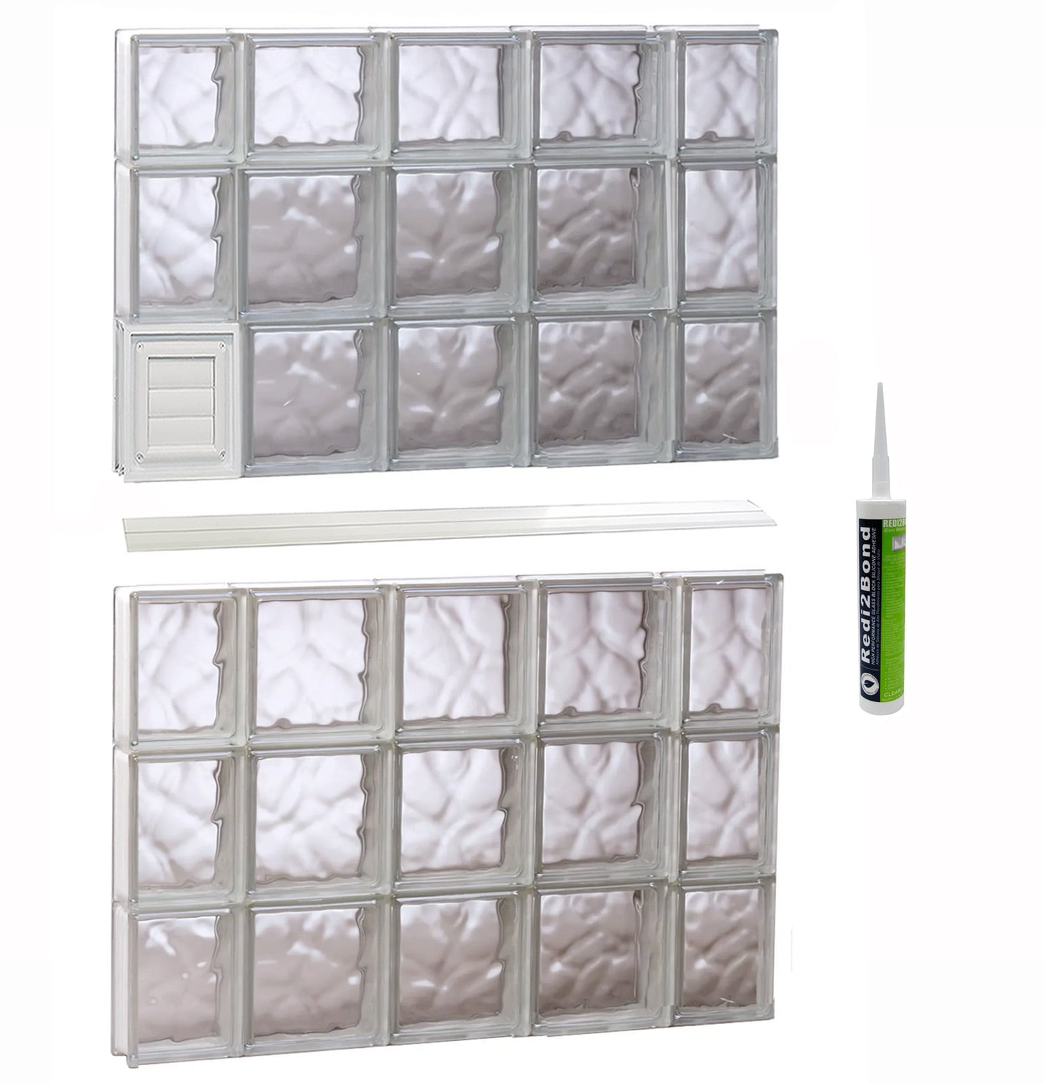 REDI2SET Wavy Glass 34-3/4-in x 44-1/2-in Frameless Replacement Dryer vent Glass Block Window