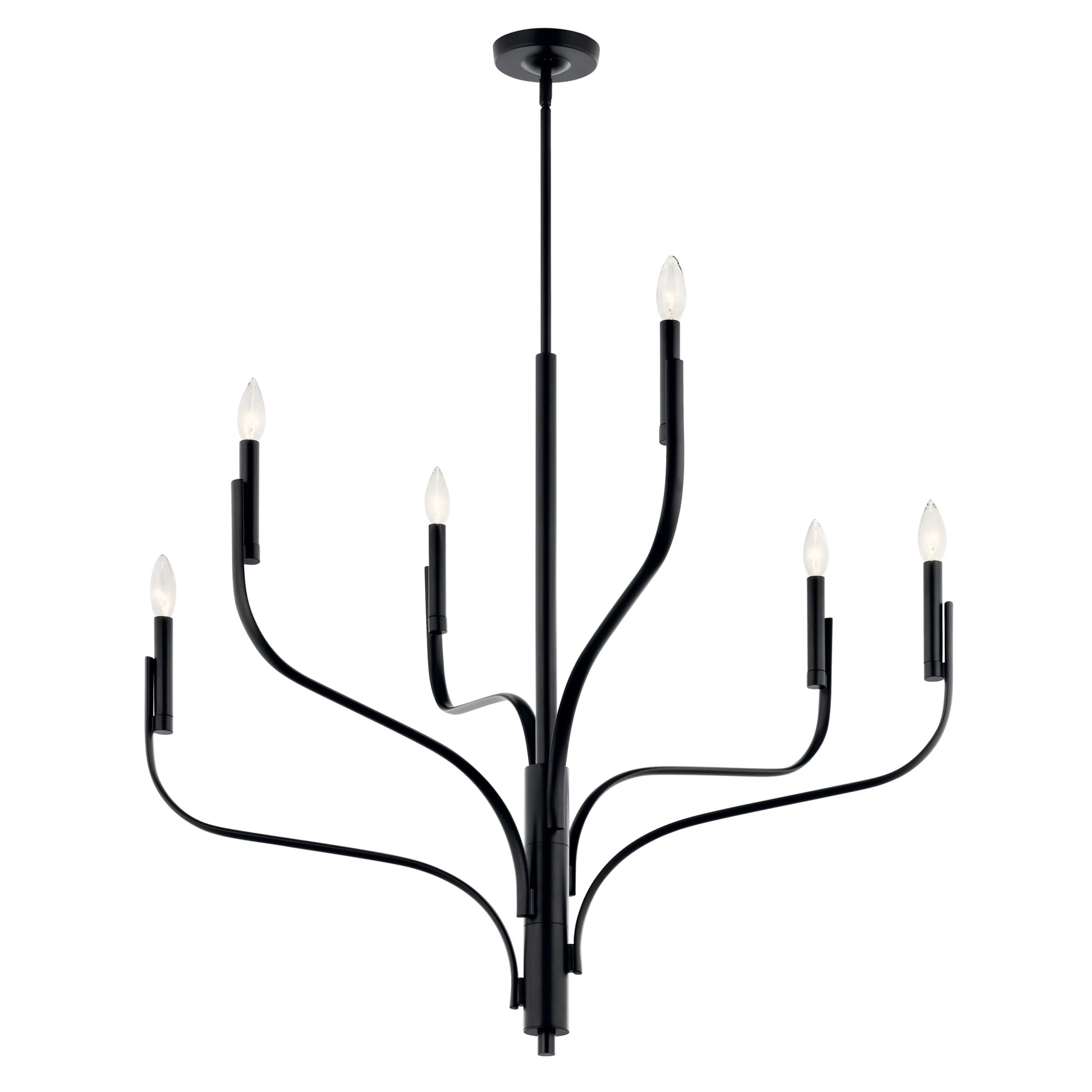 Kichler Livadia 6 -Light Black Modern/contemporary Bare bulb For Use in Bedrooms, Dining Rooms, Foyers, Kitchens, Living Rooms Chandelier 6297462