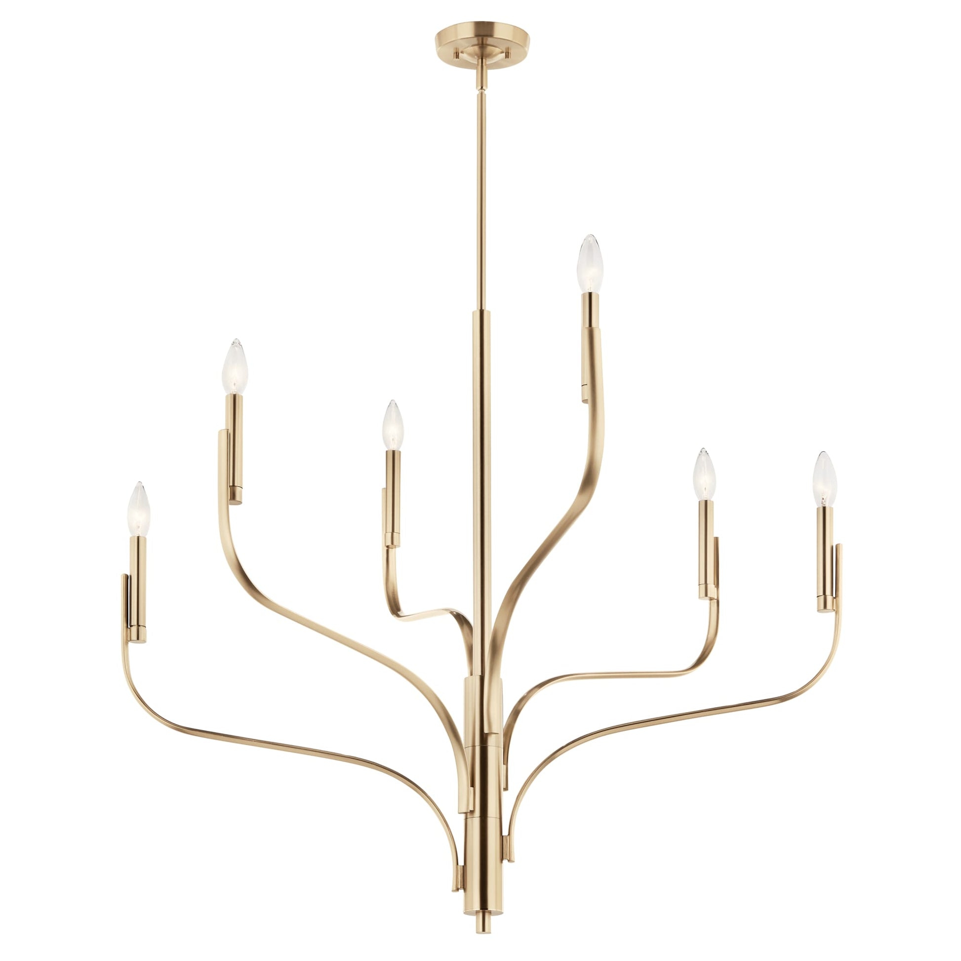 Kichler Livadia 6 -Light Gold Modern/contemporary Bare bulb For Use in Bedrooms, Dining Rooms, Foyers, Kitchens, Living Rooms Chandelier 6297457