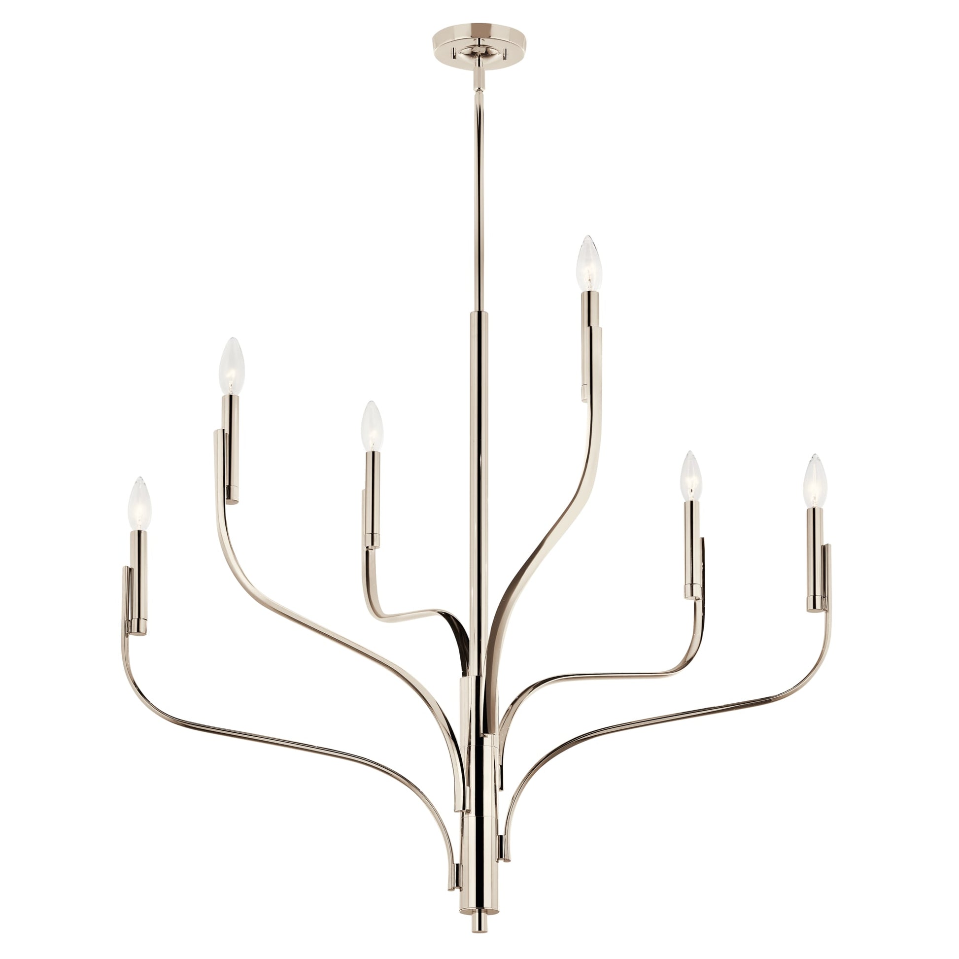 Kichler Livadia 6 -Light Polished Nickel Modern/contemporary Bare bulb For Use in Bedrooms, Dining Rooms, Foyers, Kitchens, Living Rooms Chandelier 6297464
