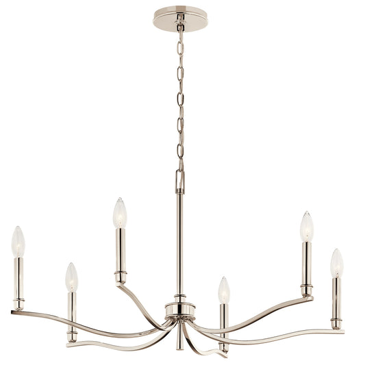 Kichler Malene 6 -Light Polished Nickel Traditional Bare bulb For Use in Bedrooms, Dining Rooms, Foyers, Kitchens, Living Rooms Chandelier 6297690