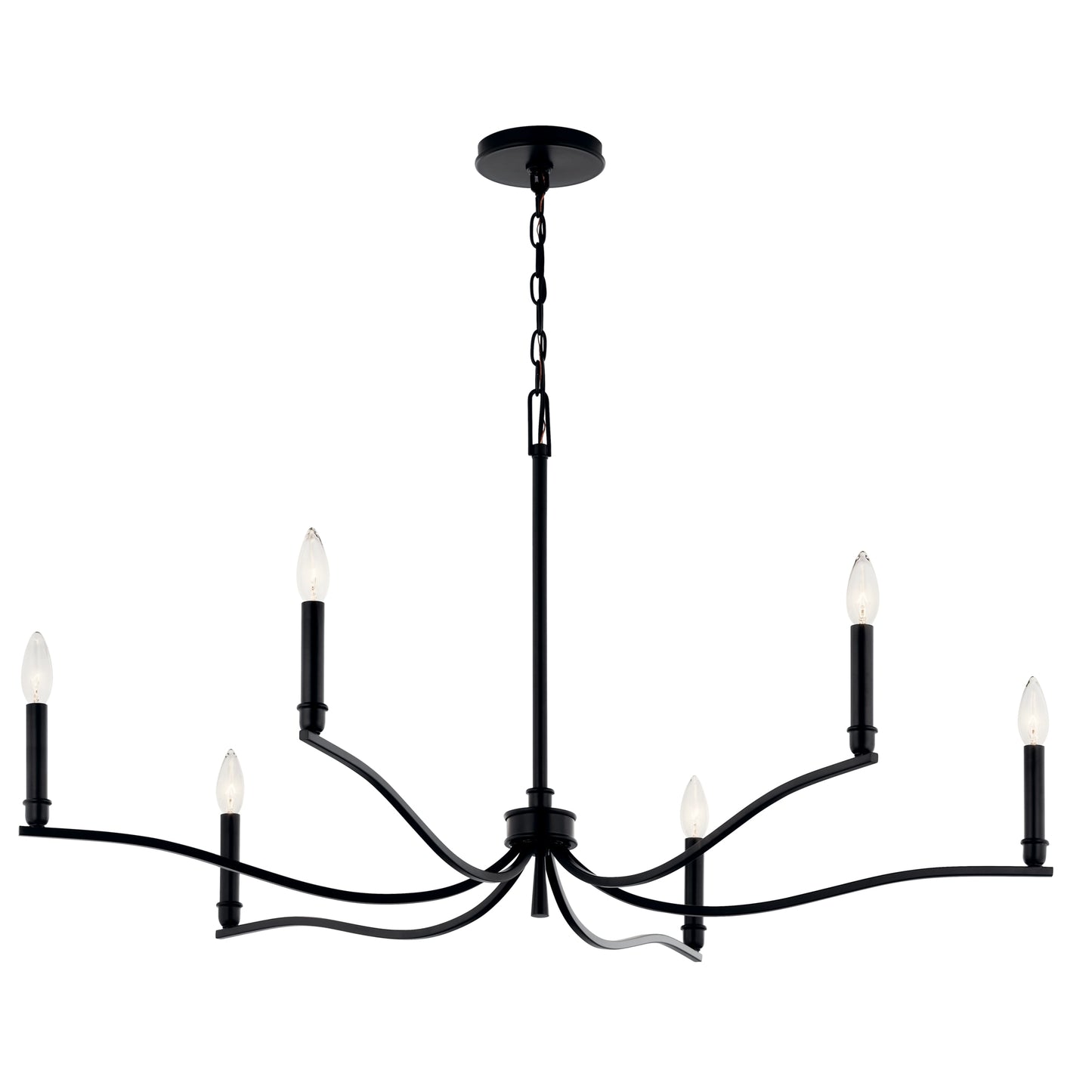 Kichler Malene 6 -Light Black Traditional Bare bulb For Use in Bedrooms, Dining Rooms, Foyers, Kitchens, Living Rooms Chandelier 6297693