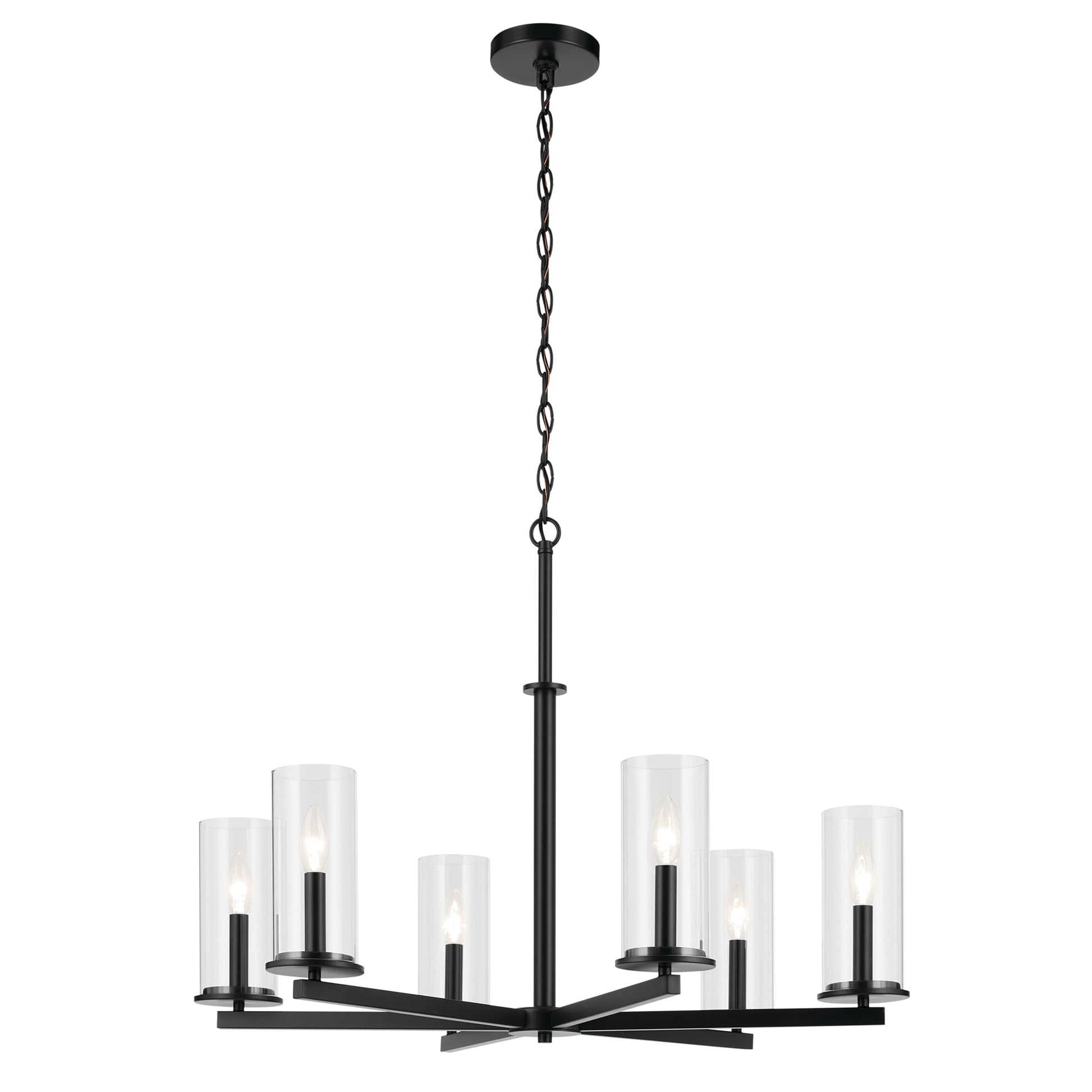 Kichler Crosby 6 -Light Black Modern/contemporary For Use in Bedrooms, Dining Rooms, Foyers, Kitchens, Living Rooms Chandelier 6297573