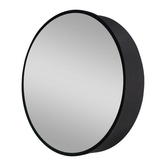 WELLFOR 24-in x 24-in Surface Mount Black Mirrored Round Medicine Cabinet