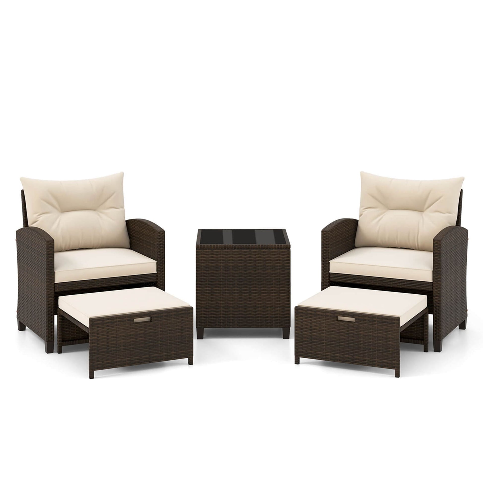 Costway 5 -Piece Rattan Patio Conversation Set Cushions