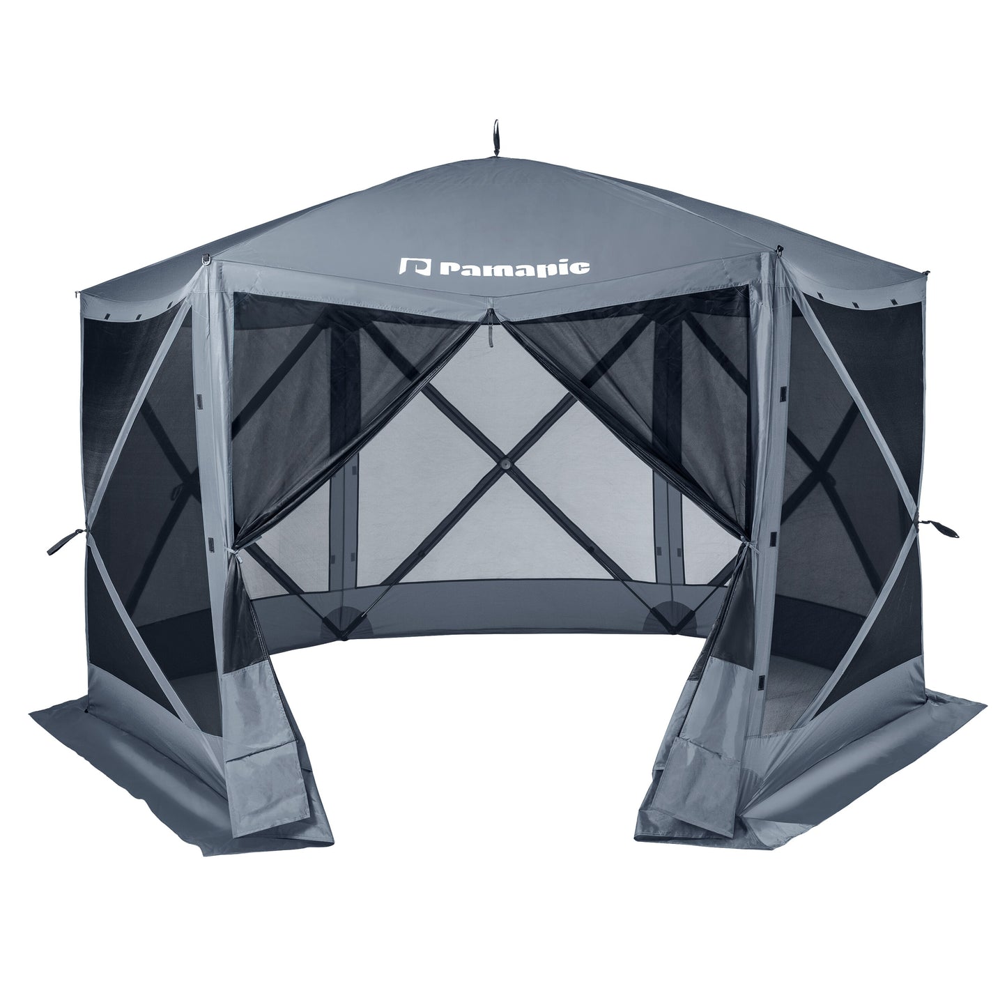 PamaPic 5.9-ft x 11.8-ft 6 Sided Gazebo Gray Grill Gazebo with Soft Top Roof