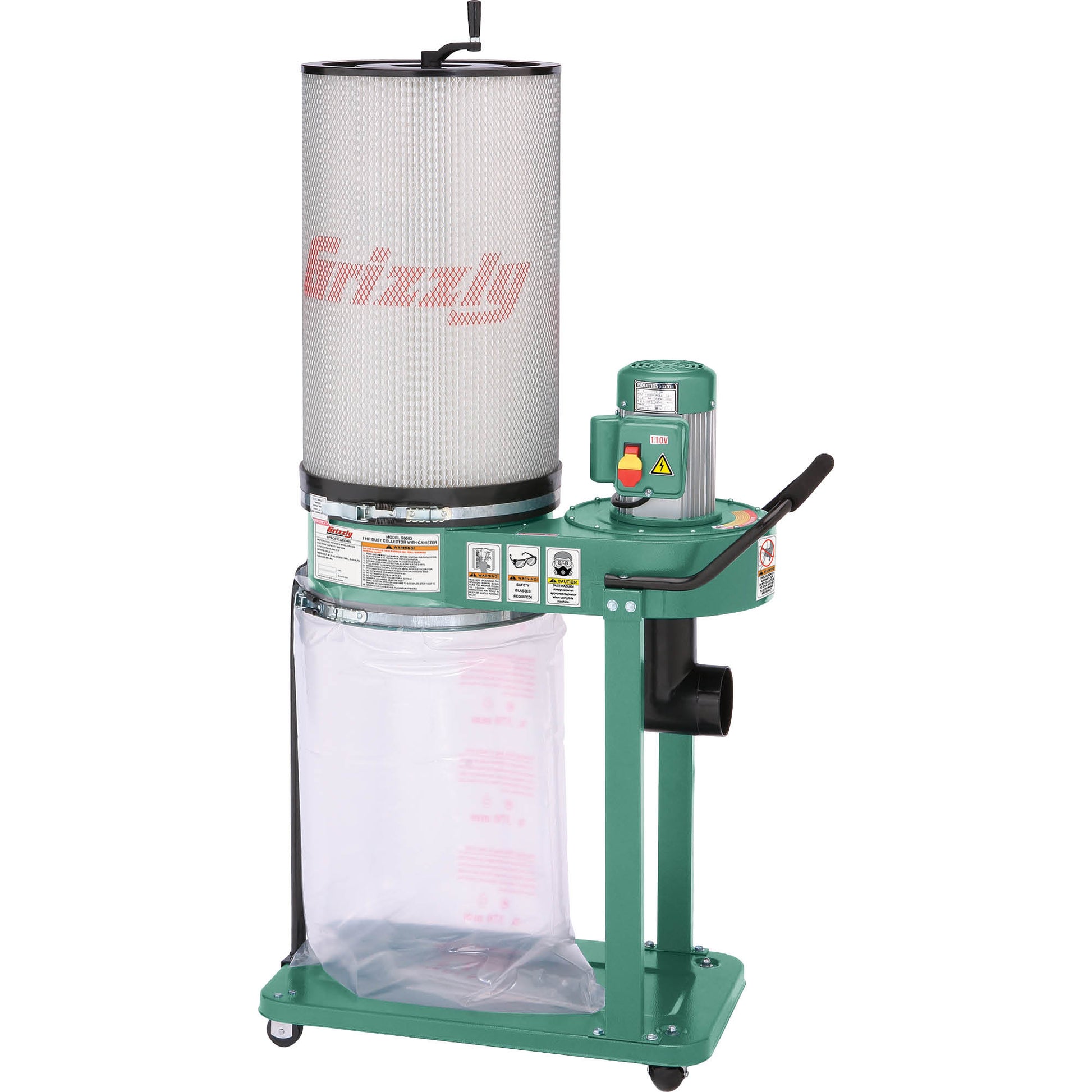 Grizzly G 15-Gallon Dry Dust Collector with Polyester Filter G0583Z