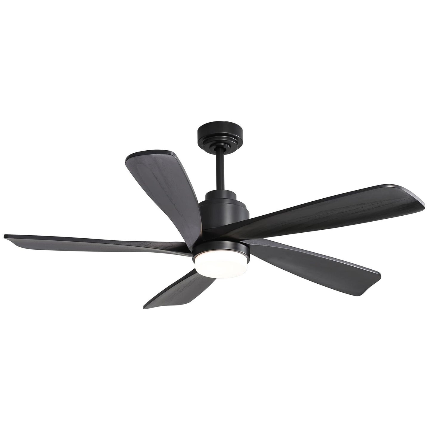 Bayfeve Adjustable 52-in Black with Solid Wood Blades Color-changing Integrated LED Indoor/Outdoor Smart Ceiling Fan with Light and Remote (5-Blade) BFYH-6668
