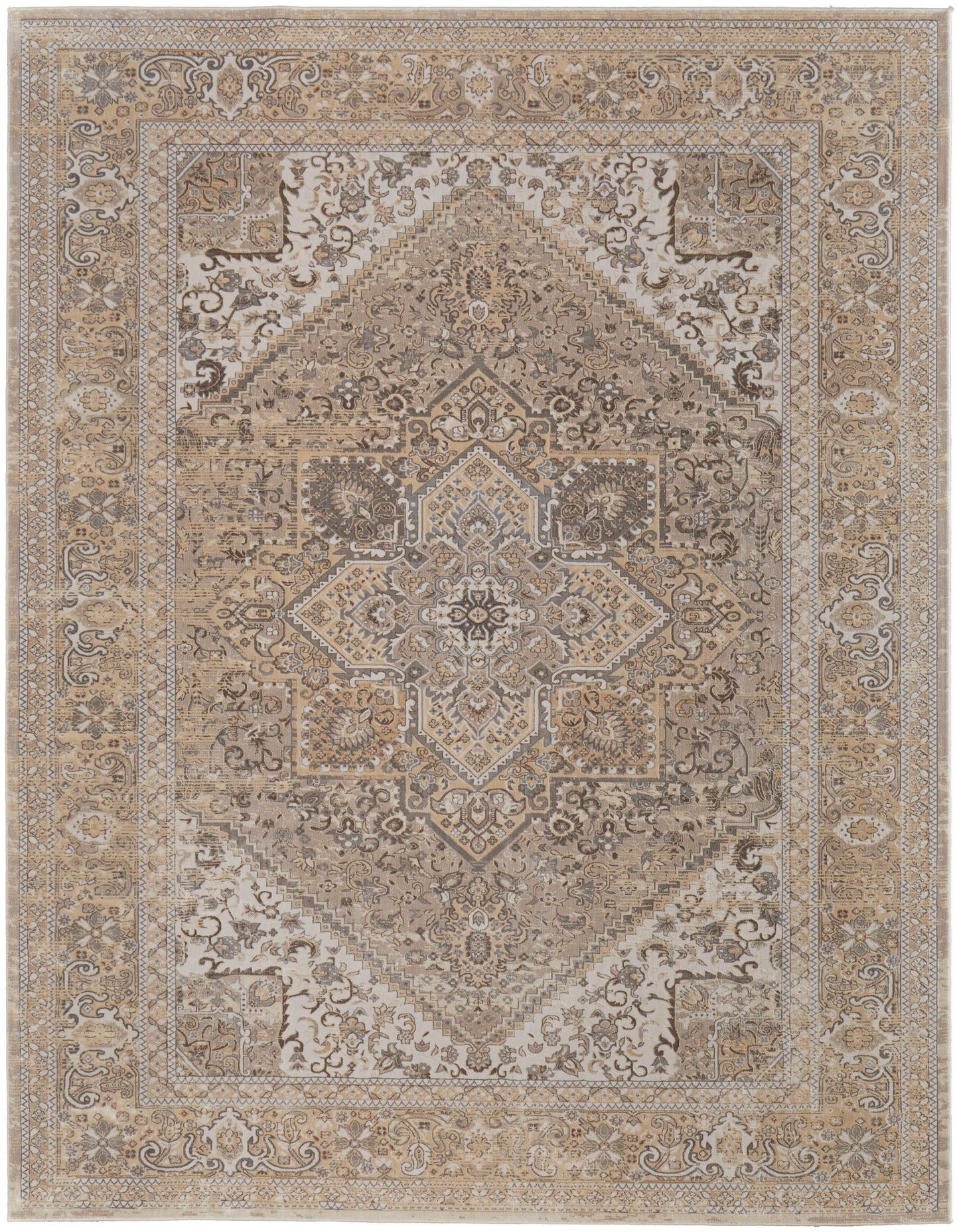 Room Envy 8 x 10 (ft) Loomed Brown/Ivory/Tan Rectangular Indoor Medallion Area rug