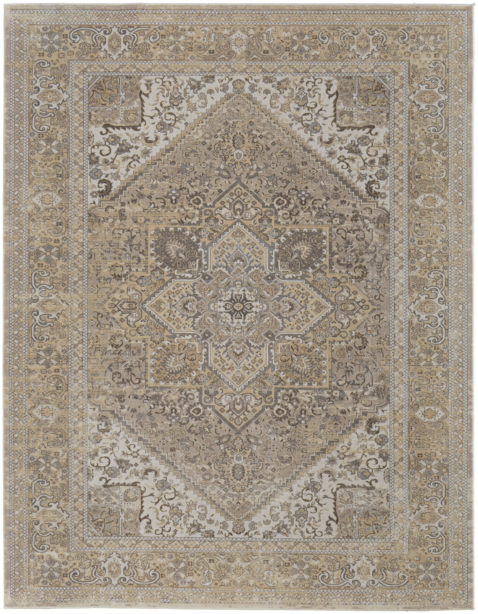 Room Envy 8 x 10 (ft) Loomed Brown/Ivory/Tan Rectangular Indoor Medallion Area rug