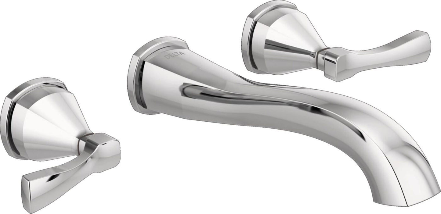 Delta Stryke Lumicoat Chrome Wall-mount 2-handle WaterSense Low-arc Residential Handle Bathroom Sink Faucet