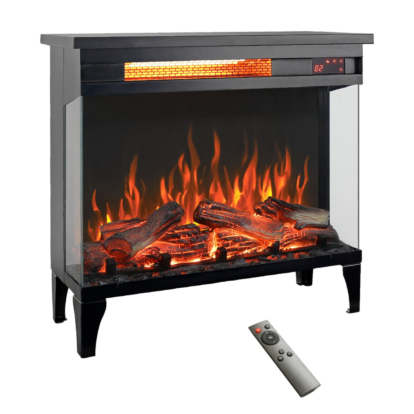 BABOOM 23.9-in W Black Infrared Quartz Electric Fireplace BOM-179-DK-CO