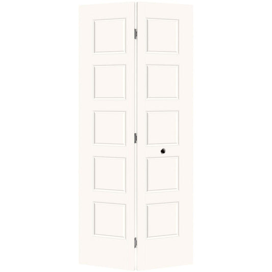 Masonite Riverside 36-in x 80-in Snowstorm 5-panel equal Smooth Hollow core Prefinished Molded composite Closet Bifold Door ( Hardware Included )