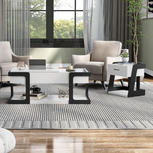 Furniture of America Oakley 2 -Piece Modern White Accent Table Set with Storage