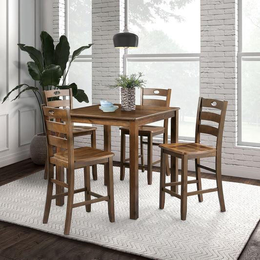 Furniture of America Bravo Walnut Transitional Dining Room Set with Square Table ( Seats 4 )