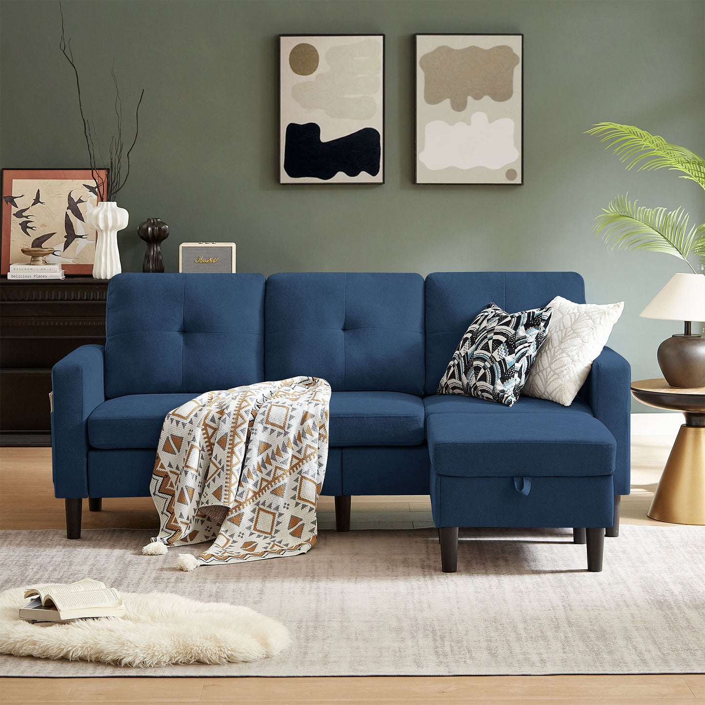 Jarenie YMX31 79.14-in Modern Blue 3 -seater Sofa