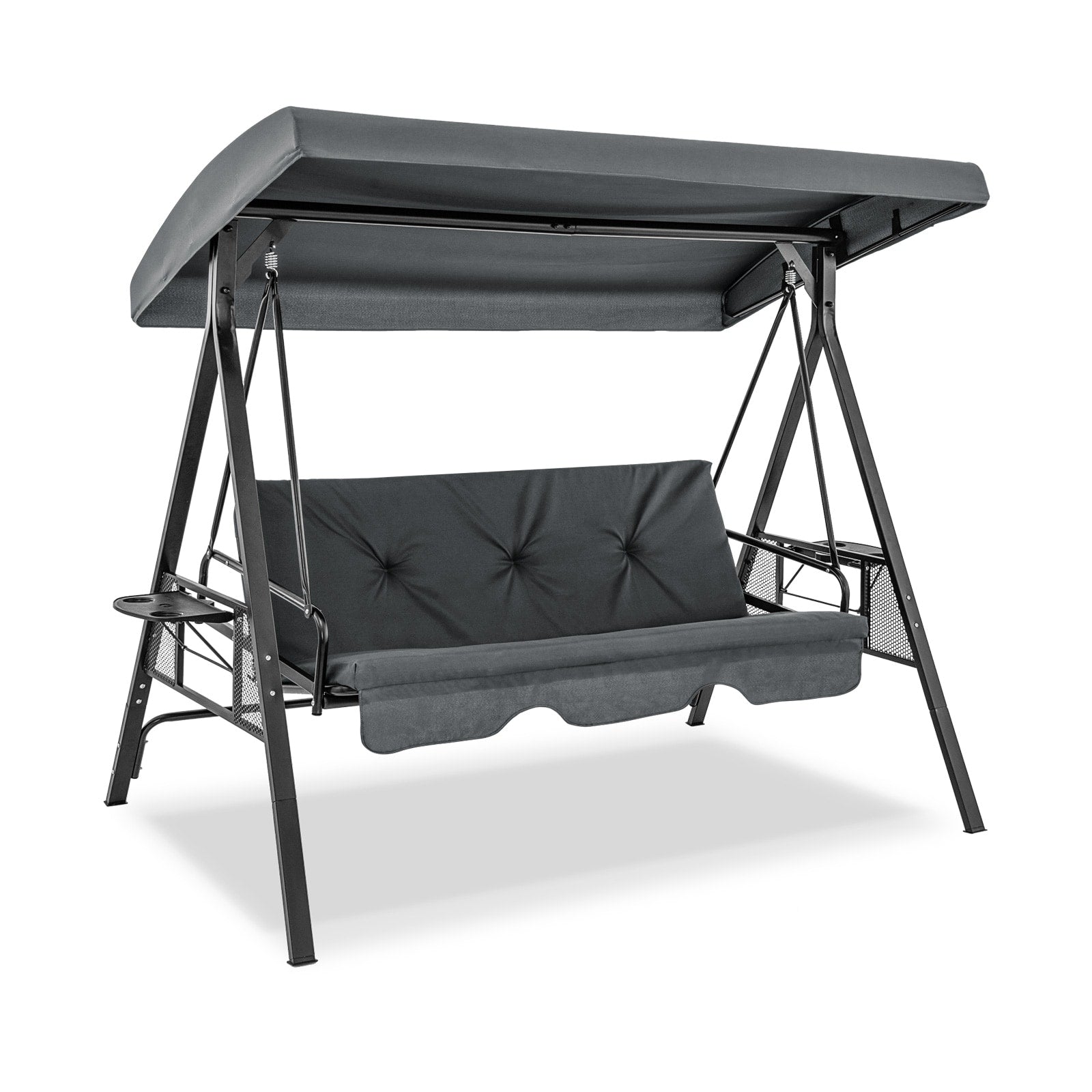 WELLFOR 3 -person Gray Outdoor Swing