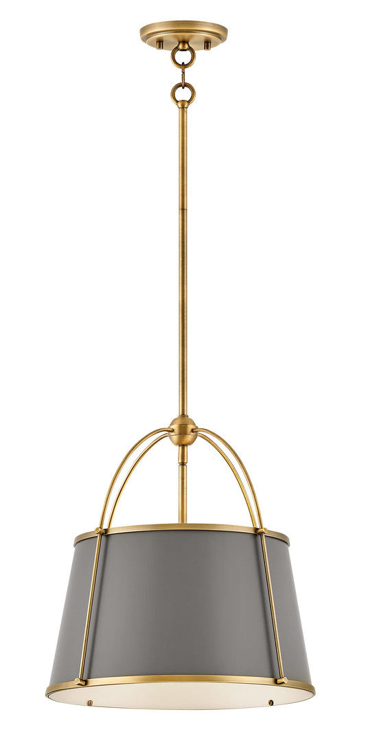 Hinkley Clarke Lacquered Dark Brass + Dark Matte Grey Traditional Drum Large Hanging Pendant light 6571120