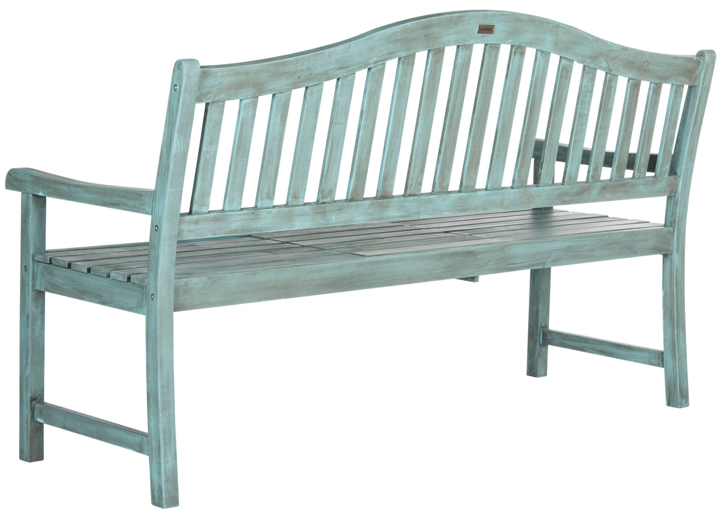 Safavieh 63-in W x 37.8-in H Beach House Blue Acacia Garden Bench