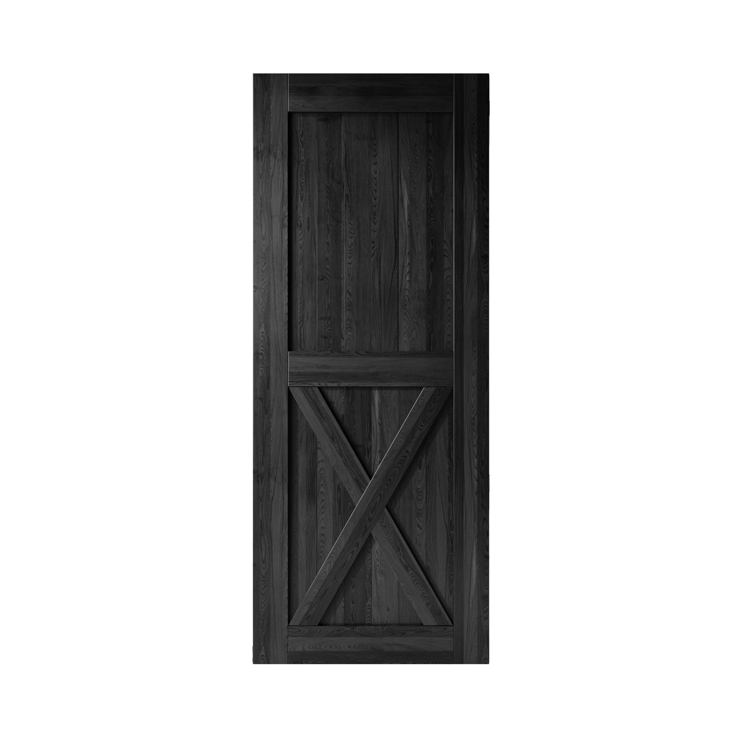HOMACER 40-in x 84-in Black Prefinished X-frame Pine Wood Solid core Single Barn Door (Hardware Not Included)
