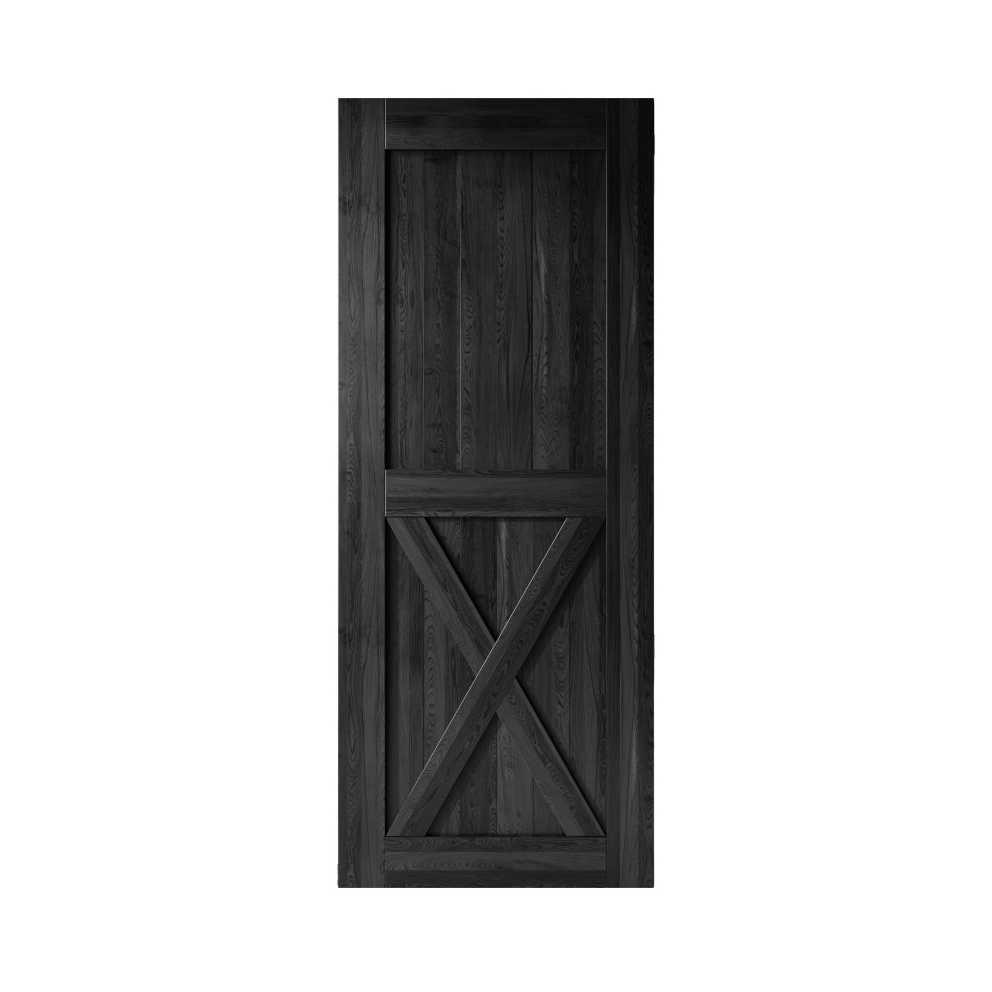 HOMACER 40-in x 84-in Black Prefinished X-frame Pine Wood Solid core Single Barn Door (Hardware Not Included)